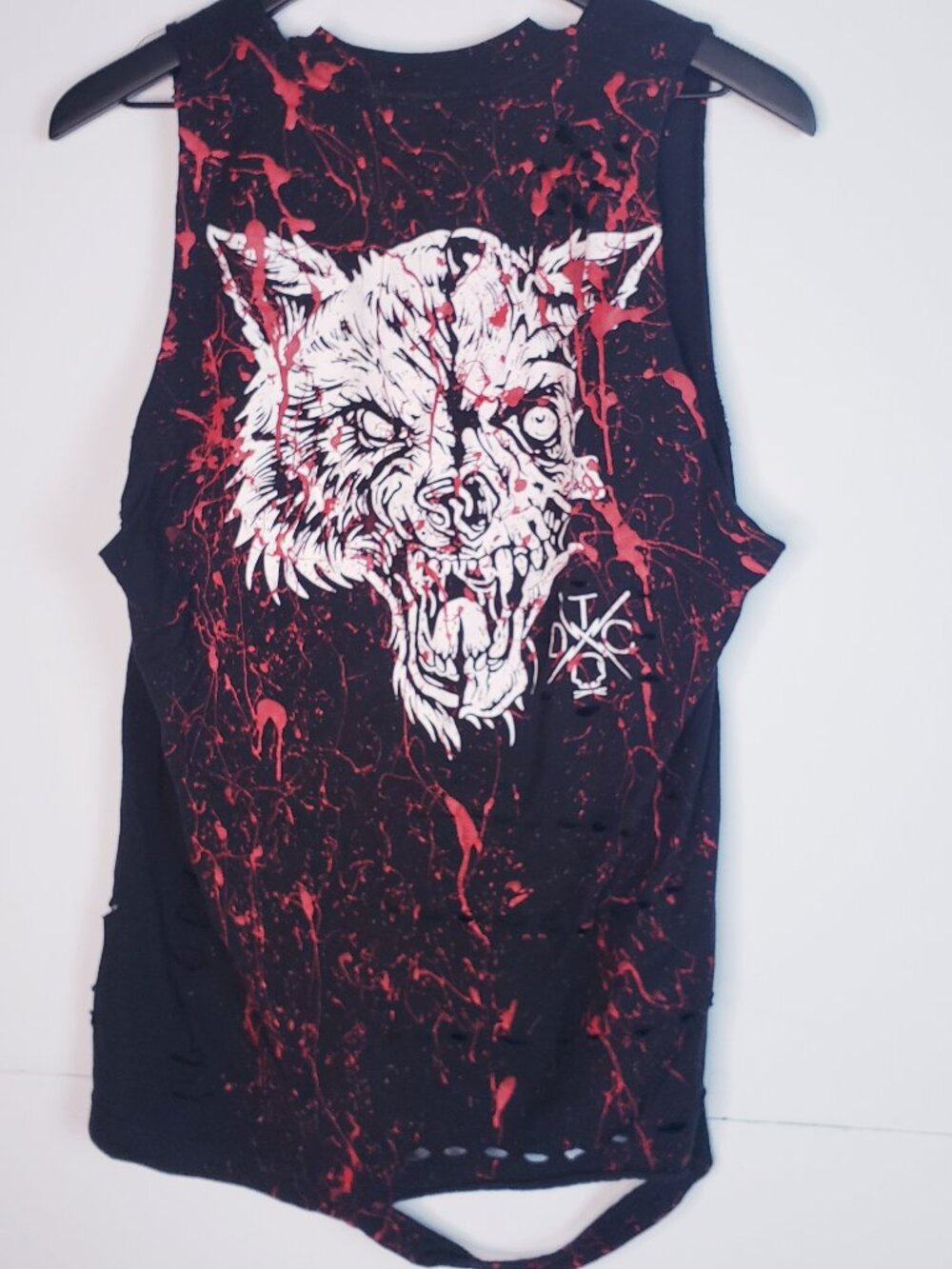 The Drive Clothing Co. Men's M Black Lone Wolf Graphic Distressed Cotton T-Shirt